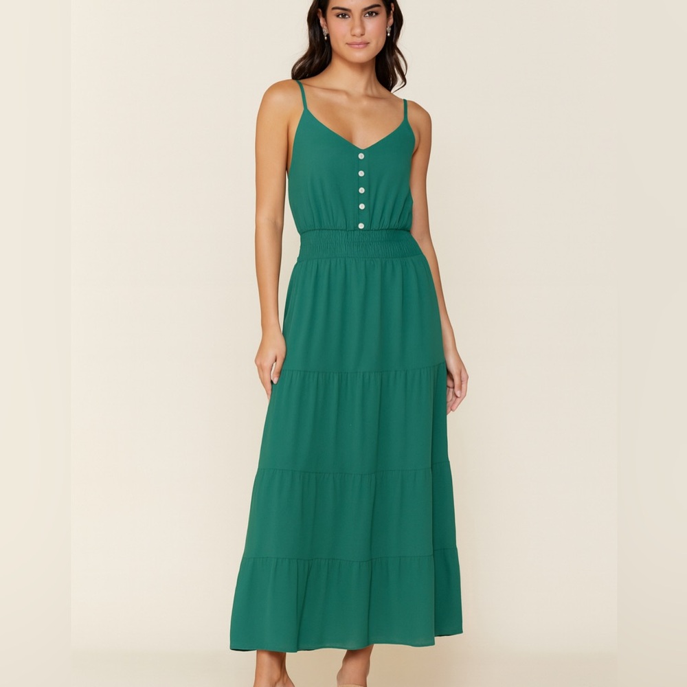 Pretty Garden Sundress. Maxi. Green. Size Medium